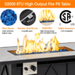 Topeakmart 43in Propane Firepit Table with Water-resistant Cover, 50,000 BTU, Black