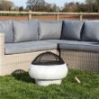 Teamson Home 21" Outdoor Round Stone Wood Burning Fire Pit with Faux Concrete Base, Gray