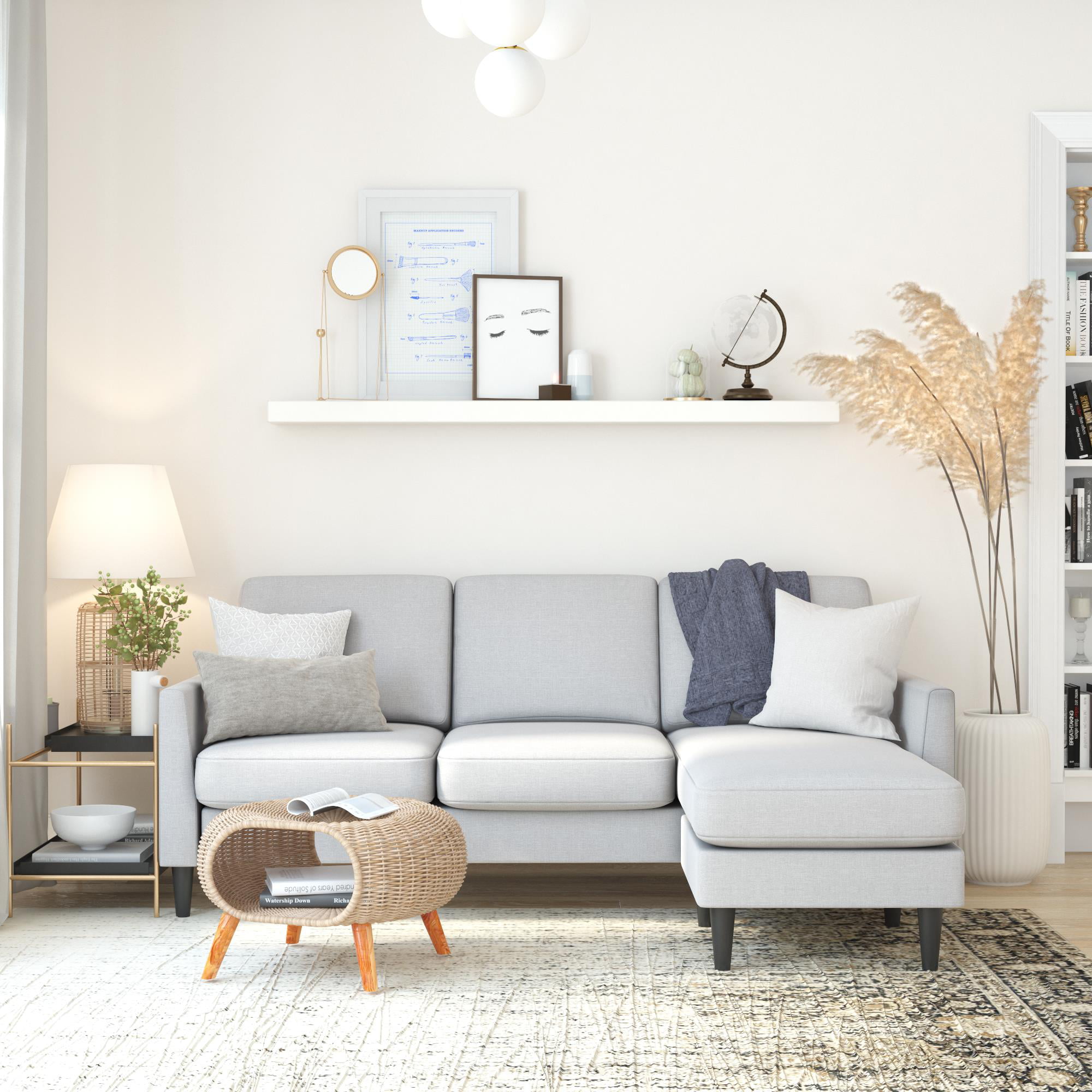 Mr. Kate Winston Reversible Sofa Sectional, Light Gray Linen Mr. Kate Winston Reversible Sofa Sectional, Light Gray Linen