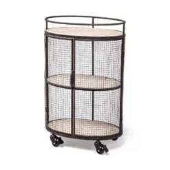 Mercana Black Metal Base with Wood Top Rolling Kitchen Cart (13.3-in x 20.3-in x 31.5-in)