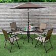 Costway 4PCS Folding Sling Chairs Steel Armrest Patio Garden Camping W/Adjustable Back