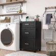 Ameriwood Home Callahan 23.69-in W x 39.25-in H Wood Composite Obsidian Black Freestanding Utility Storage Cabinet Ameriwood Home Callahan 23.69-in W x 39.25-in H Wood Composite Obsidian Black Freestanding Utility Storage Cabinet