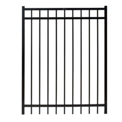 Fortress Building Products Versai 5-ft H x 4-ft W Gloss Black Powder-coated Galvanized Steel Spaced Picket Flat-top Privacy Walk-thru Fence Gate