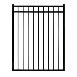 Fortress Building Products Versai 5-ft H x 5-ft W Gloss Black Powder-coated Galvanized Steel Spaced Picket Flat-top Privacy Walk-thru Fence Gate