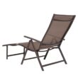 Crestlive Products Patio chaise lounge Set of 2 Aluminum Frame In Brown Finish Metal Frame Stationary Chaise Lounge Chair(s) with Brown Sling Seat