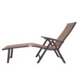 Crestlive Products Patio chaise lounge Set of 2 Aluminum Frame In Brown Finish Metal Frame Stationary Chaise Lounge Chair(s) with Brown Sling Seat
