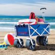 Mac Sports Collapsible Folding All Terrain Outdoor Beach Utility Wagon Cart, Blue