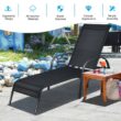 Clihome Outdoor Lounge Chair Black Metal Frame Stationary Chaise Lounge Chair(s) with Black Sling Seat