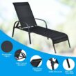Clihome Outdoor Lounge Chair Black Metal Frame Stationary Chaise Lounge Chair(s) with Black Sling Seat