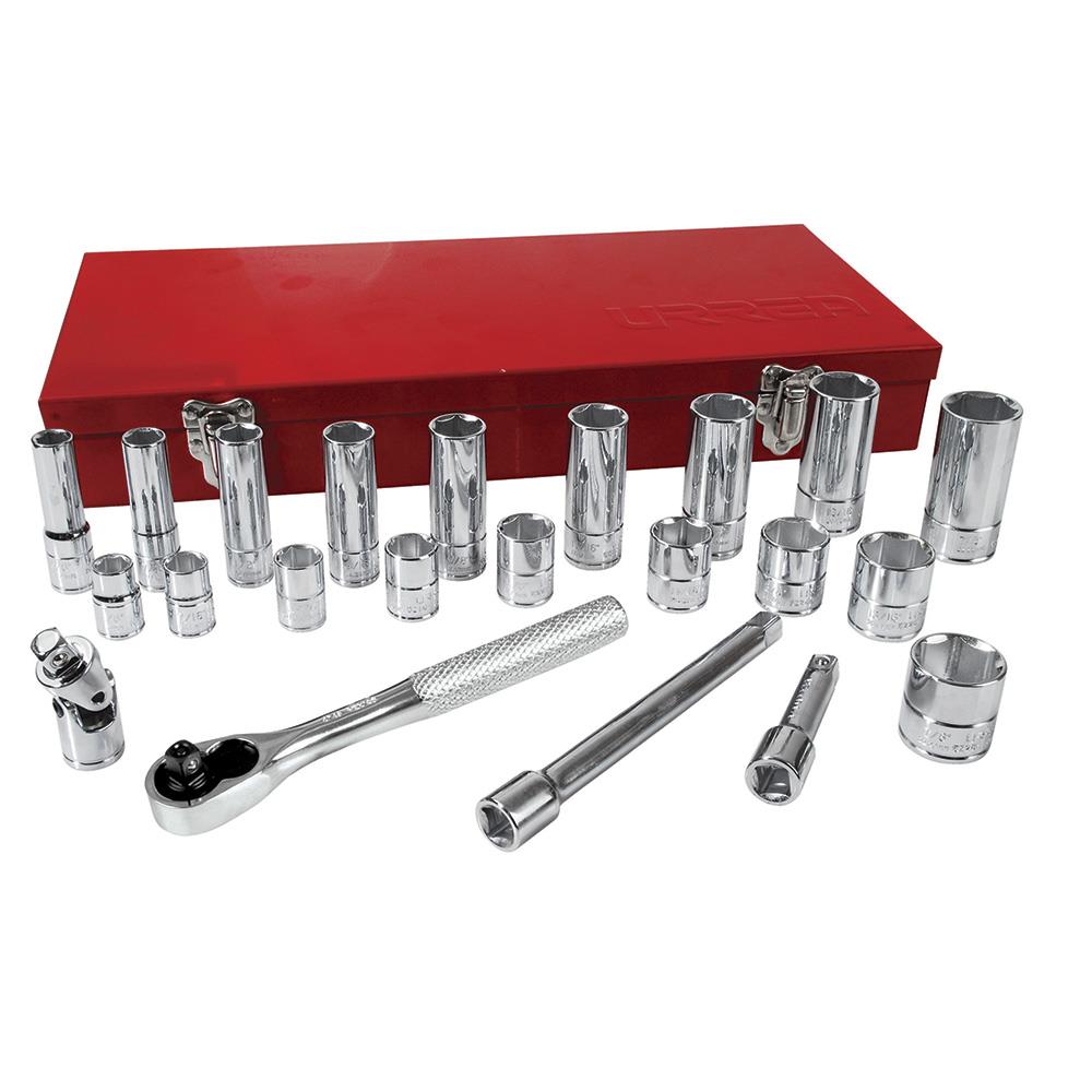 URREA 23-Piece Standard (SAE) 3/8-in Drive 6-point Set Intermediate Socket Set URREA 23-Piece Standard (SAE) 3/8-in Drive 6-point Set Intermediate Socket Set