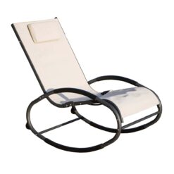 Moda Furnishings Rocking chair of 008 in beige Black Metal Frame Chaise Lounge Chair(s) with Tan Solid Seat