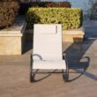 Moda Furnishings Rocking chair of 008 in beige Black Metal Frame Chaise Lounge Chair(s) with Tan Solid Seat