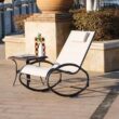 Moda Furnishings Rocking chair of 008 in beige Black Metal Frame Chaise Lounge Chair(s) with Tan Solid Seat