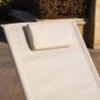 Moda Furnishings Rocking chair of 009 in beige Silver Metal Frame Chaise Lounge Chair(s) with Tan Solid Seat