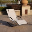 Moda Furnishings Rocking chair of 009 in beige Silver Metal Frame Chaise Lounge Chair(s) with Tan Solid Seat