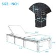 Clihome Chaise Lounge Chair Sun Bed Rattan Black Metal Frame Stationary Chaise Lounge Chair(s) with Blue Cushioned Seat