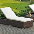 CASAINC Rattan Black Wood Frame Stationary Chaise Lounge Chair(s) with Black Cushioned Seat