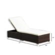 CASAINC Rattan Black Wood Frame Stationary Chaise Lounge Chair(s) with Black Cushioned Seat