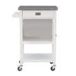 Linon White Wood Base with Stainless Steel Metal Top Rolling Kitchen Cart (25.5-in x 18-in x 36-in)