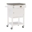 Linon White Wood Base with Stainless Steel Metal Top Rolling Kitchen Cart (25.5-in x 18-in x 36-in)