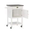 Linon White Wood Base with Stainless Steel Metal Top Rolling Kitchen Cart (25.5-in x 18-in x 36-in)