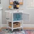 Linon White Wood Base with Stainless Steel Metal Top Rolling Kitchen Cart (25.5-in x 18-in x 36-in)