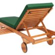 Safavieh Newport Natural Wood Frame Stationary Chaise Lounge Chair(s) with Green Cushioned Seat