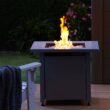 Endless Summer Outdoor Fire Pit Table with Faux Marble Finish, White Glass