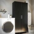 Ameriwood Home Camberly 35.68-in W x 74.31-in H Wood Composite Black Oak/Nightfall Oak Freestanding Utility Storage Cabinet