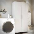 Ameriwood Home Camberly 35.68-in W x 74.31-in H Wood Composite Ivory Oak/Magnolia Oak Freestanding Utility Storage Cabinet