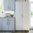 Ameriwood Home Camberly 35.68-in W x 74.31-in H Wood Composite Ivory Oak/Magnolia Oak Freestanding Utility Storage Cabinet