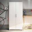 Ameriwood Home Camberly 35.68-in W x 74.31-in H Wood Composite Ivory Oak/Magnolia Oak Freestanding Utility Storage Cabinet