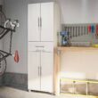 Ameriwood Home Camberly 23.46-in W x 75.25-in H Wood Composite Ivory Oak/Magnolia Oak Freestanding Utility Storage Cabinet