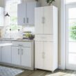 Ameriwood Home Camberly 23.46-in W x 75.25-in H Wood Composite Ivory Oak/Magnolia Oak Freestanding Utility Storage Cabinet
