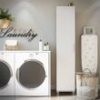 Ameriwood Home Camberly 15.7-in W x 74.3-in H Wood Composite Ivory Oak/Magnolia Oak Freestanding Utility Storage Cabinet