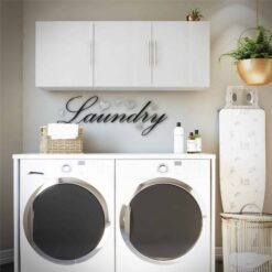 Ameriwood Home Camberly 54-in W x 20.31-in H Wood Composite Ivory Oak/Magnolia Oak Wall-mount Utility Storage Cabinet