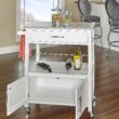 Linon White Wood Base with Granite Top Rolling Kitchen Cart (18-in x 33-in x 36-in)