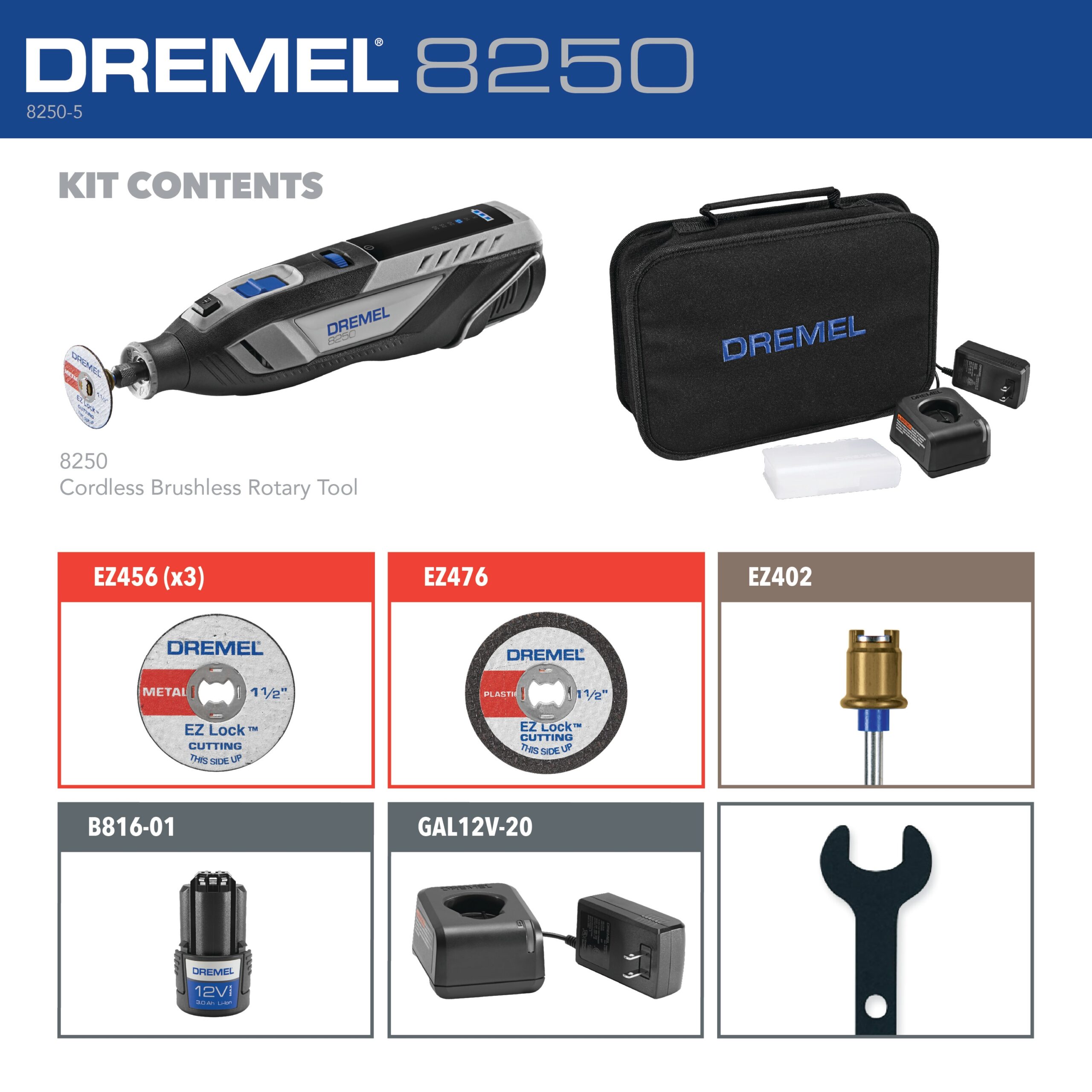 Dremel 8250 11-Piece Variable Speed Cordless 12-volt 3-Amp Multipurpose Rotary Tool with Soft Case Dremel 8250 11-Piece Variable Speed Cordless 12-volt 3-Amp Multipurpose Rotary Tool with Soft Case - Image 2