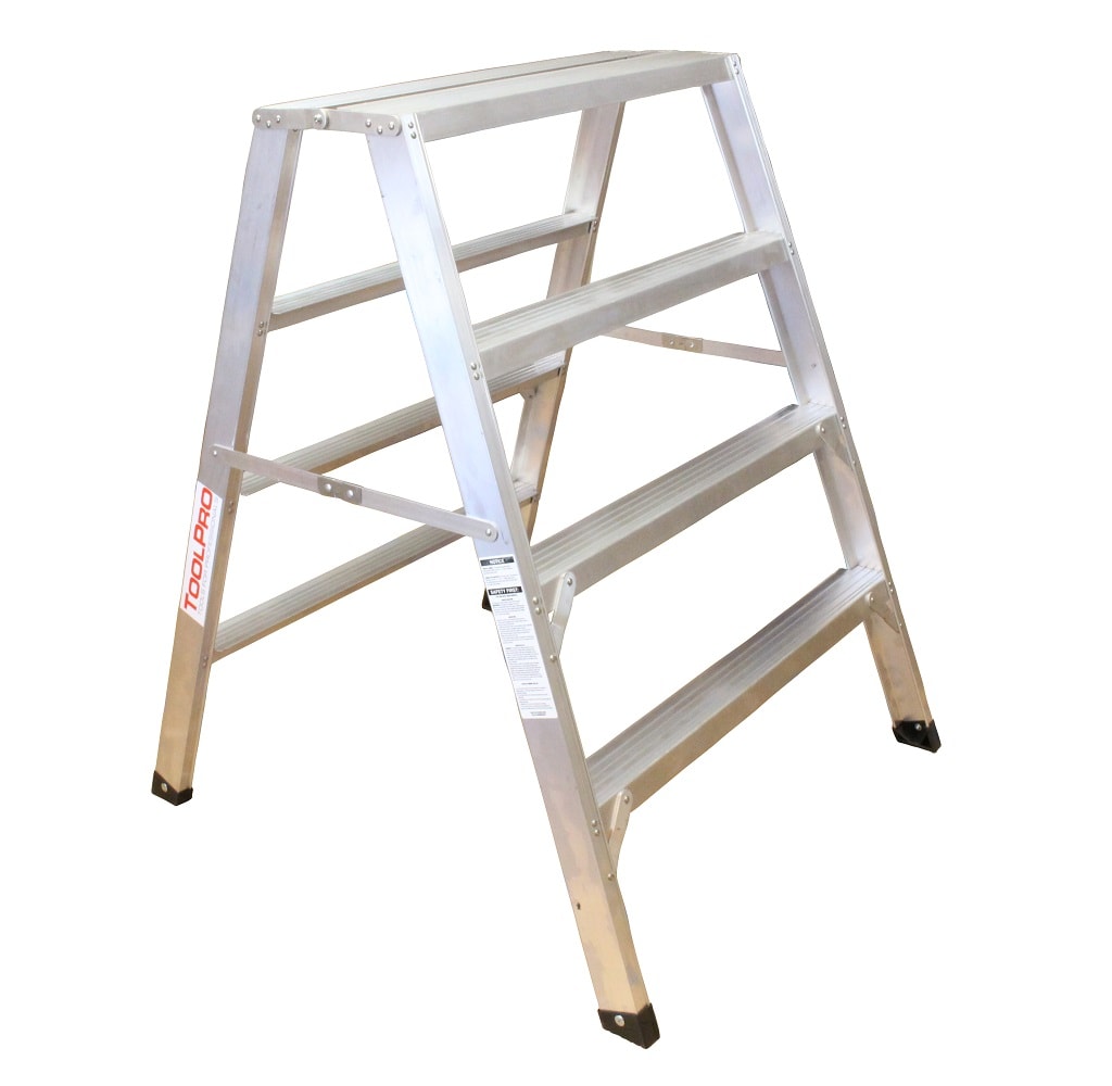 ToolPro 4 ft. Aluminum Flat-Top Sawhorse Aluminum 4-ft Type 1A- 300 lbs. Capacity Step Ladder ToolPro 4 ft. Aluminum Flat-Top Sawhorse Aluminum 4-ft Type 1A- 300 lbs. Capacity Step Ladder