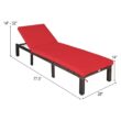 Clihome Outdoor Chairs Rattan Brown Metal Frame Stationary Chaise Lounge Chair(s) with Red Cushioned Seat