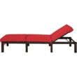 Clihome Outdoor Chairs Rattan Brown Metal Frame Stationary Chaise Lounge Chair(s) with Red Cushioned Seat
