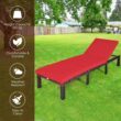 Clihome Outdoor Chairs Rattan Brown Metal Frame Stationary Chaise Lounge Chair(s) with Red Cushioned Seat