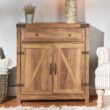 Walker Edison 30-in W x 33-in H Wood Composite Reclaimed Barnwood Freestanding Utility Storage Cabinet