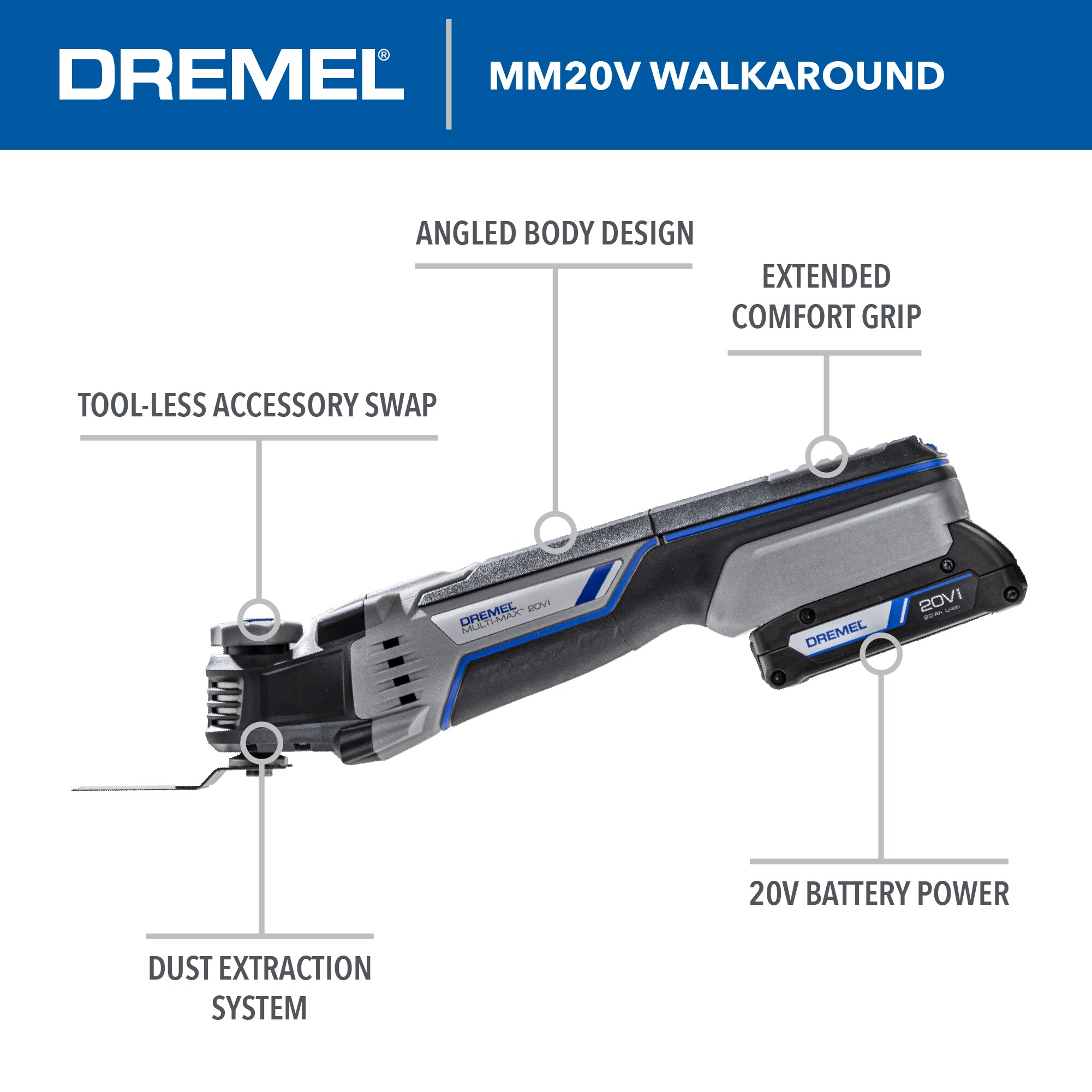 Dremel 8-Piece 2-Amp 20-volt Max Variable Speed Oscillating Multi-Tool Kit with Soft Case (1-Battery Included) Dremel 8-Piece 2-Amp 20-volt Max Variable Speed Oscillating Multi-Tool Kit with Soft Case (1-Battery Included) - Image 12