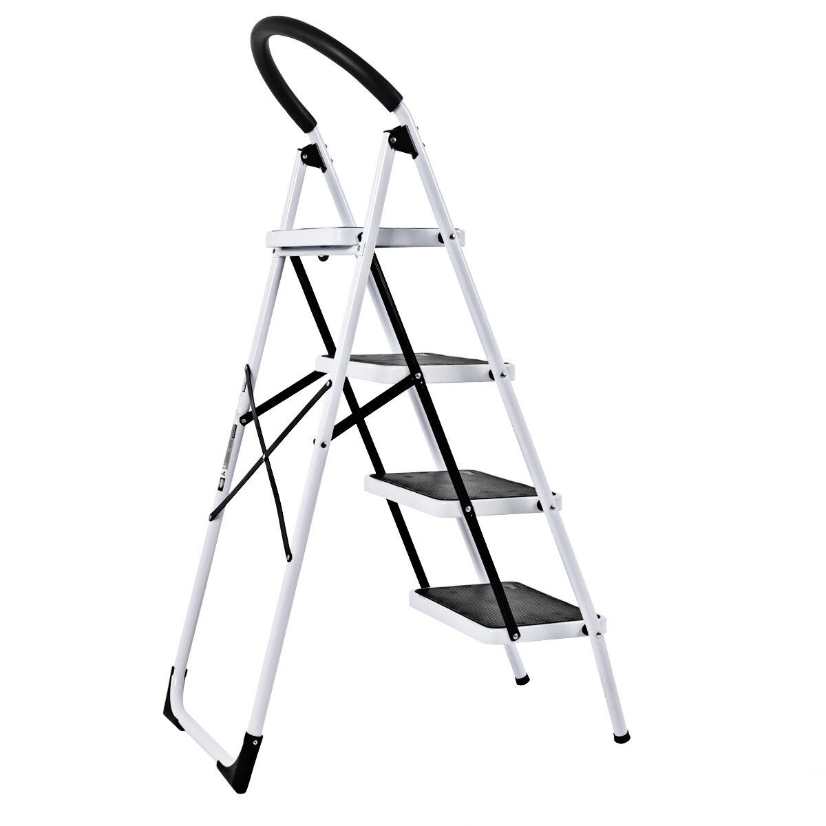 WELLFOR 4-Step 330-lb Capacity Black Steel Foldable Step Stool WELLFOR 4-Step 330-lb Capacity Black Steel Foldable Step Stool - Image 4
