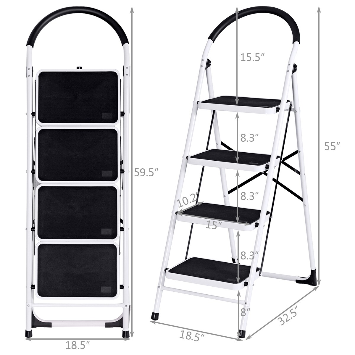 WELLFOR 4-Step 330-lb Capacity Black Steel Foldable Step Stool WELLFOR 4-Step 330-lb Capacity Black Steel Foldable Step Stool - Image 9