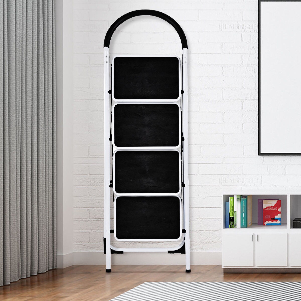 WELLFOR 4-Step 330-lb Capacity Black Steel Foldable Step Stool WELLFOR 4-Step 330-lb Capacity Black Steel Foldable Step Stool - Image 11