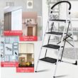 WELLFOR 4-Step 330-lb Capacity Black Steel Foldable Step Stool WELLFOR 4-Step 330-lb Capacity Black Steel Foldable Step Stool