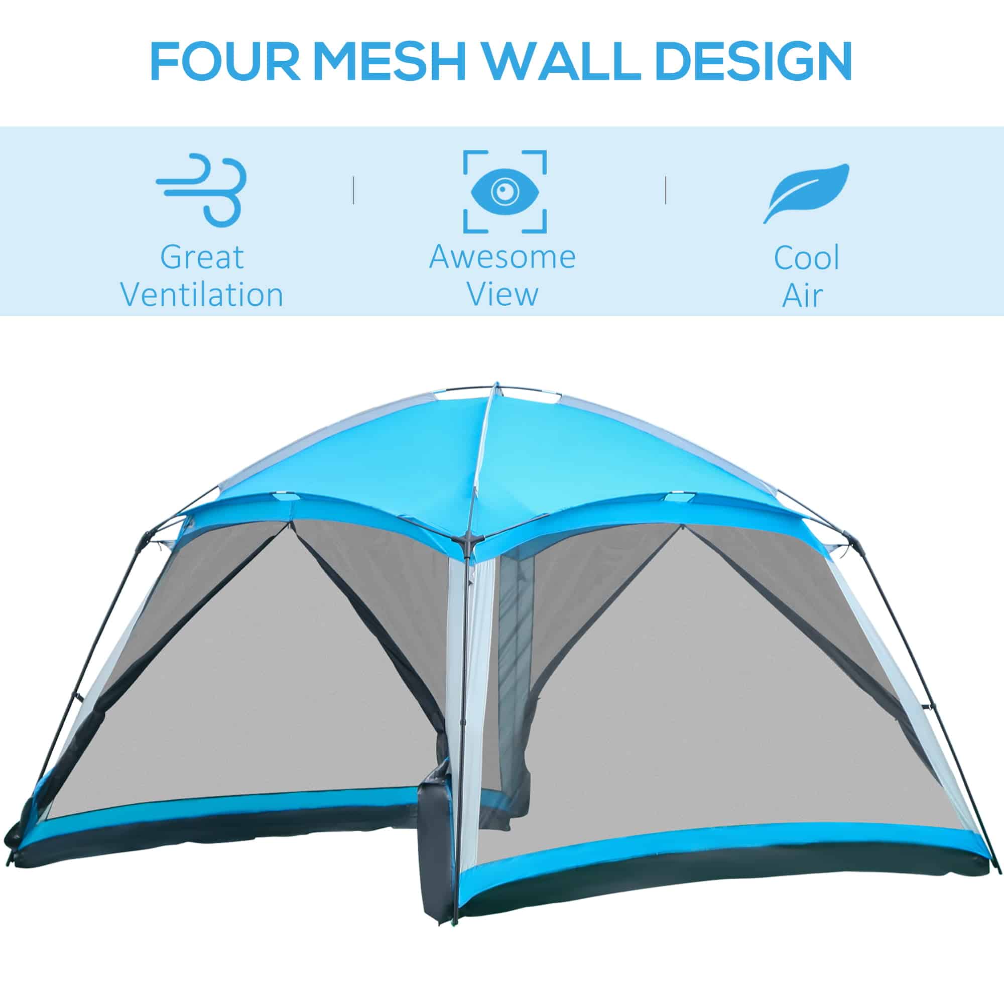 Outsunny 12' x 12' Screen House Room, 8 Person Camping Tent w/ Carry Bag and 4 Mesh Walls for Hiking, Backpacking, and Traveling, Easy Set Up Outsunny 12' x 12' Screen House Room, 8 Person Camping Tent w/ Carry Bag and 4 Mesh Walls for Hiking, Backpacking, and Traveling, Easy Set Up - Image 6
