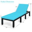 WELLFOR Outdoor Chaise Lounge Rattan Frame Stationary Chaise Lounge Chair(s) with Blue Cushioned Seat